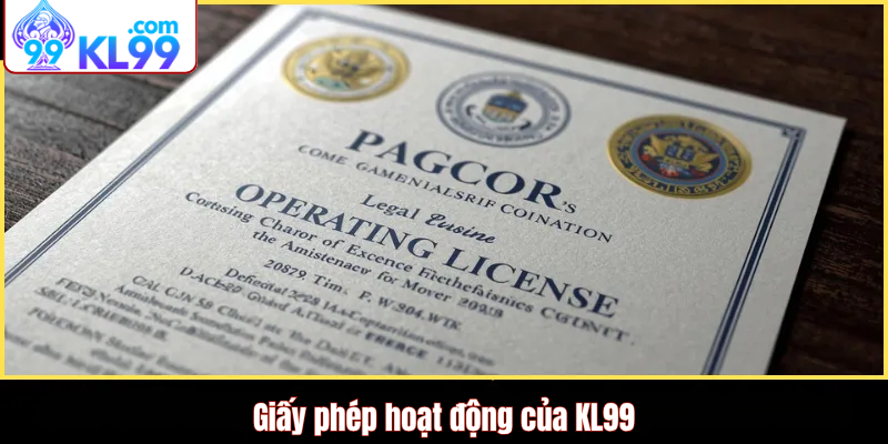 giấy phép hoạt động của trang kl99